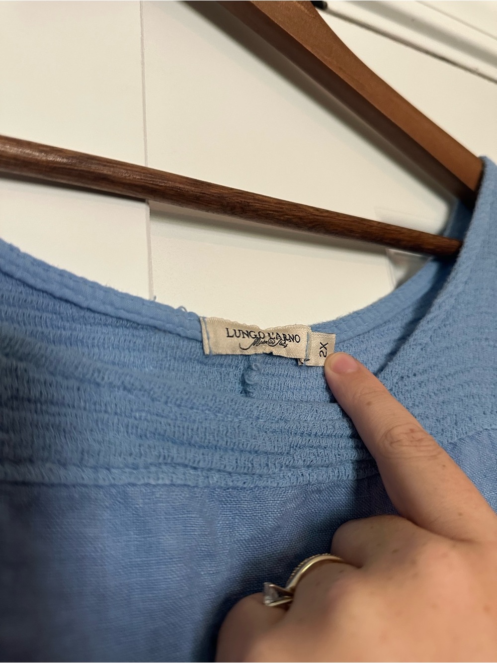 Lungo L’arno Blue Women's Linen Top Short Cuff Sleeve - 2XL - Made in Italy - Picture 5 of 6